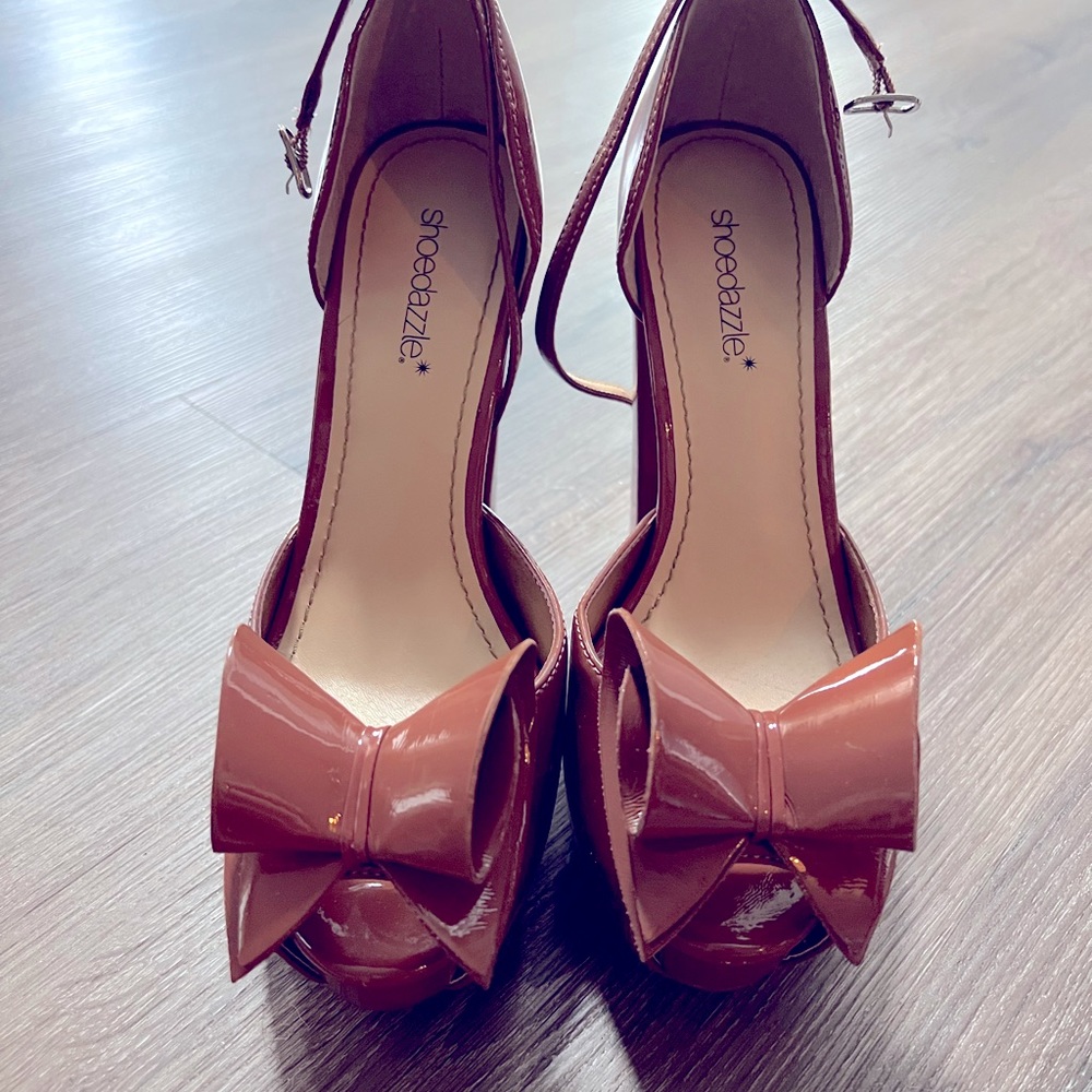 Brown Bow Tie Platform Heel